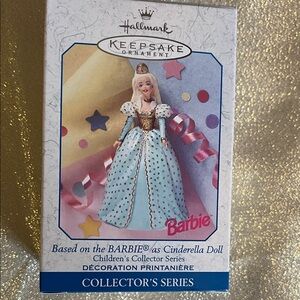 Hallmark Keepsake Barbie Cinderella Ornament - Gold and Blue